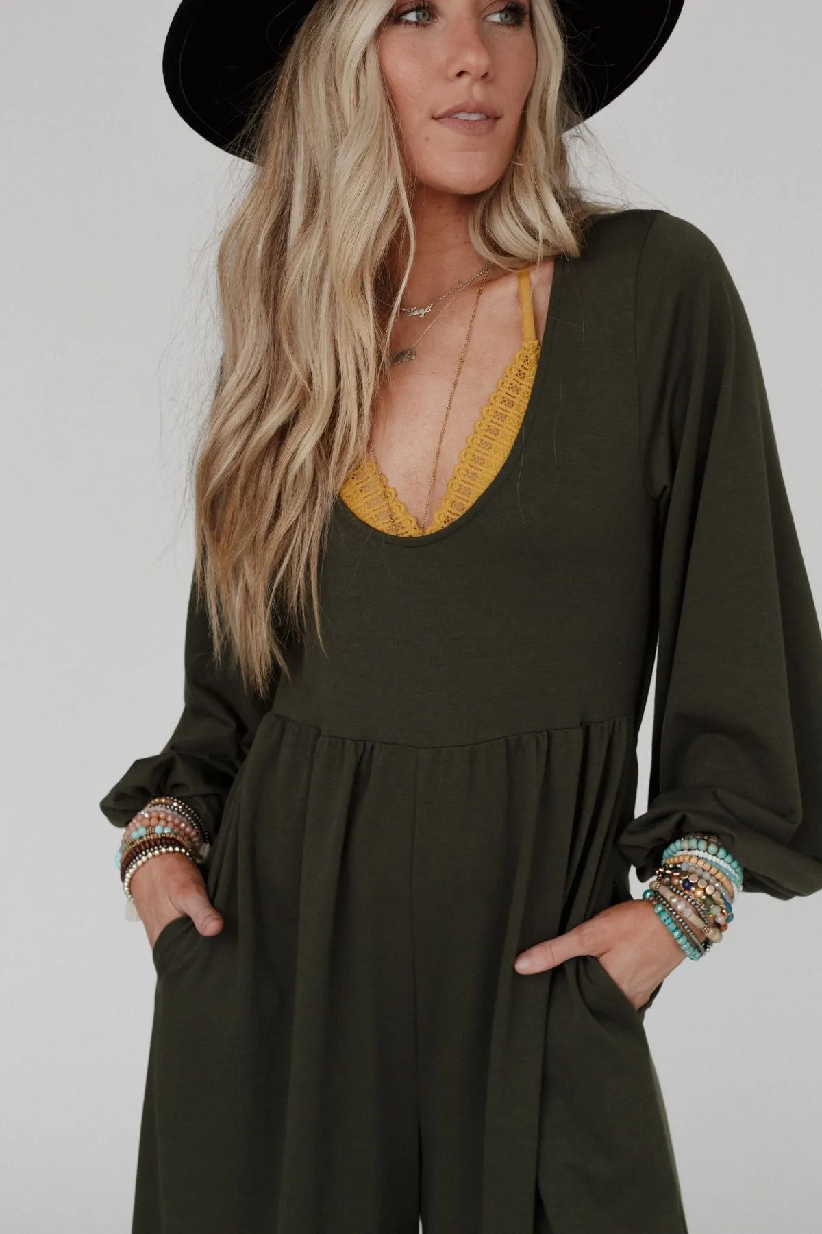 The Nest Best Intentions Long Sleeve Jumpsuit - Olive