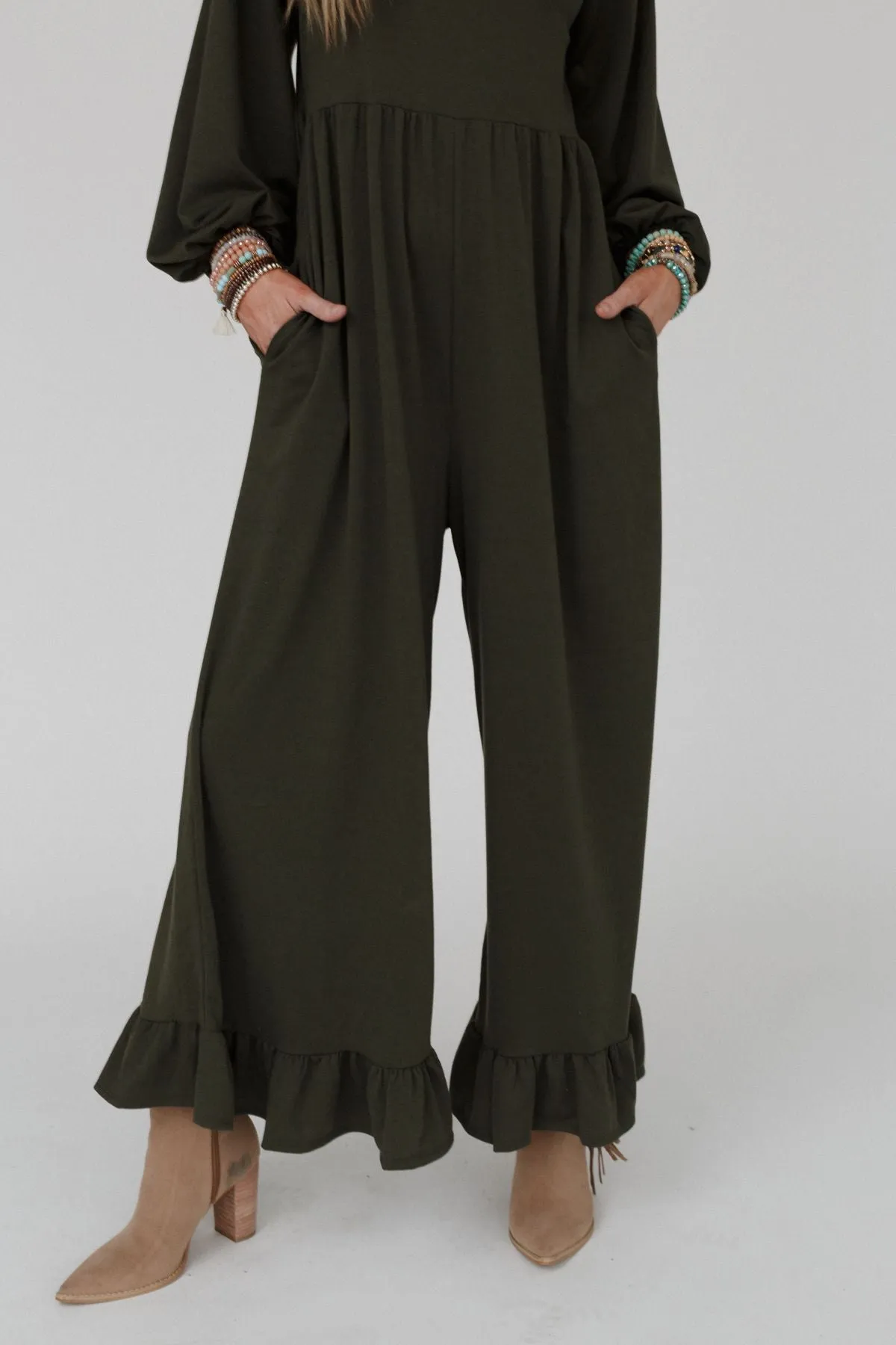 The Nest Best Intentions Long Sleeve Jumpsuit - Olive