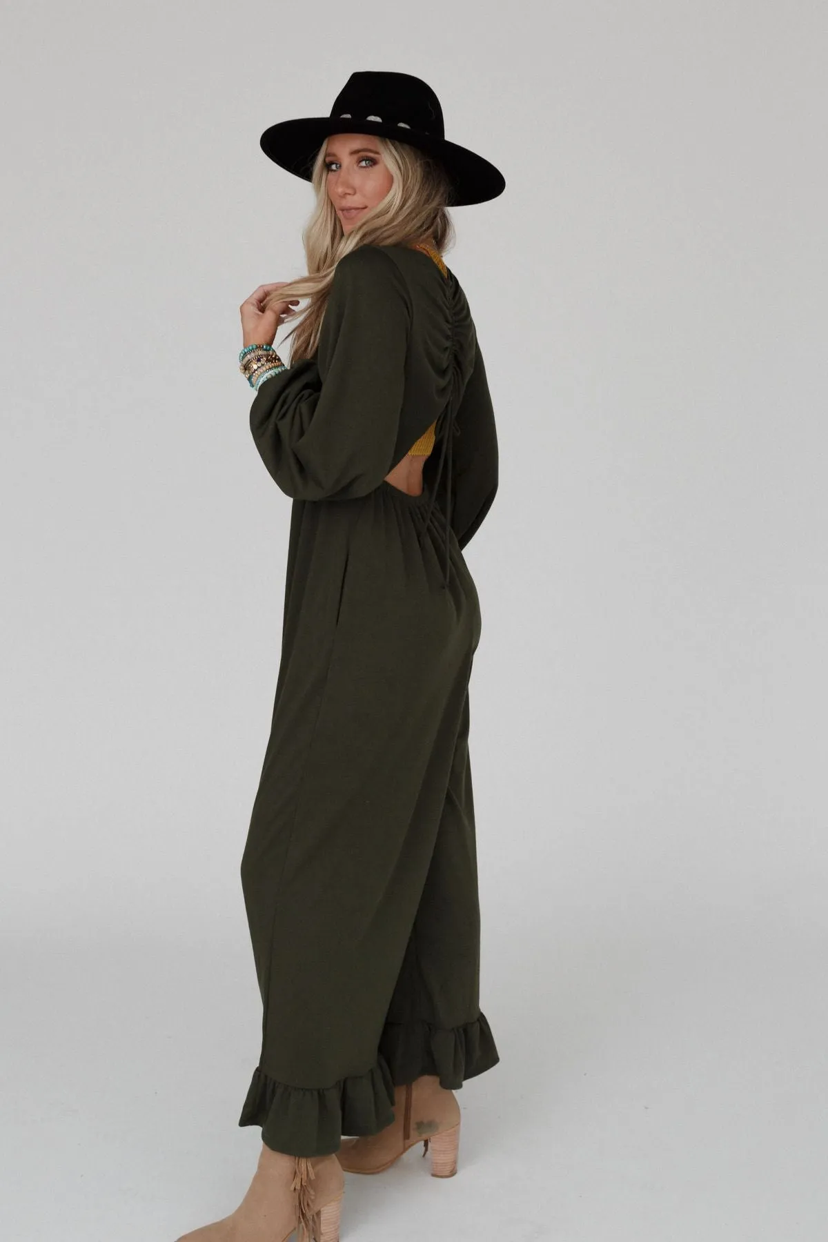 The Nest Best Intentions Long Sleeve Jumpsuit - Olive