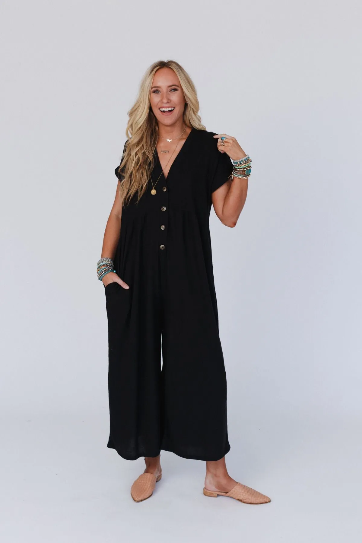 The Nest Sage and Wildflowers Jumpsuit - Black