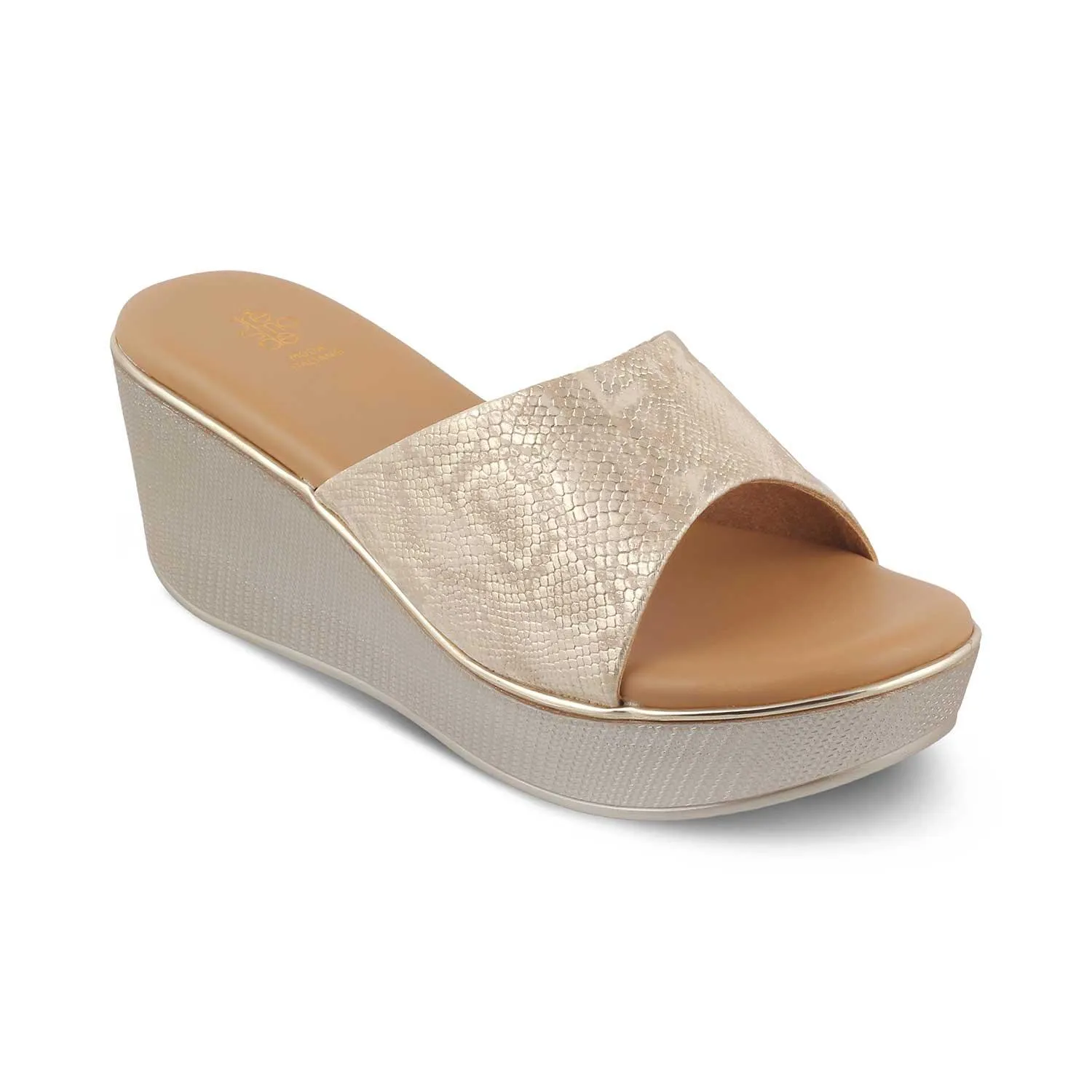 The Tosam Gold Women's Dress Wedge Sandals Tresmode