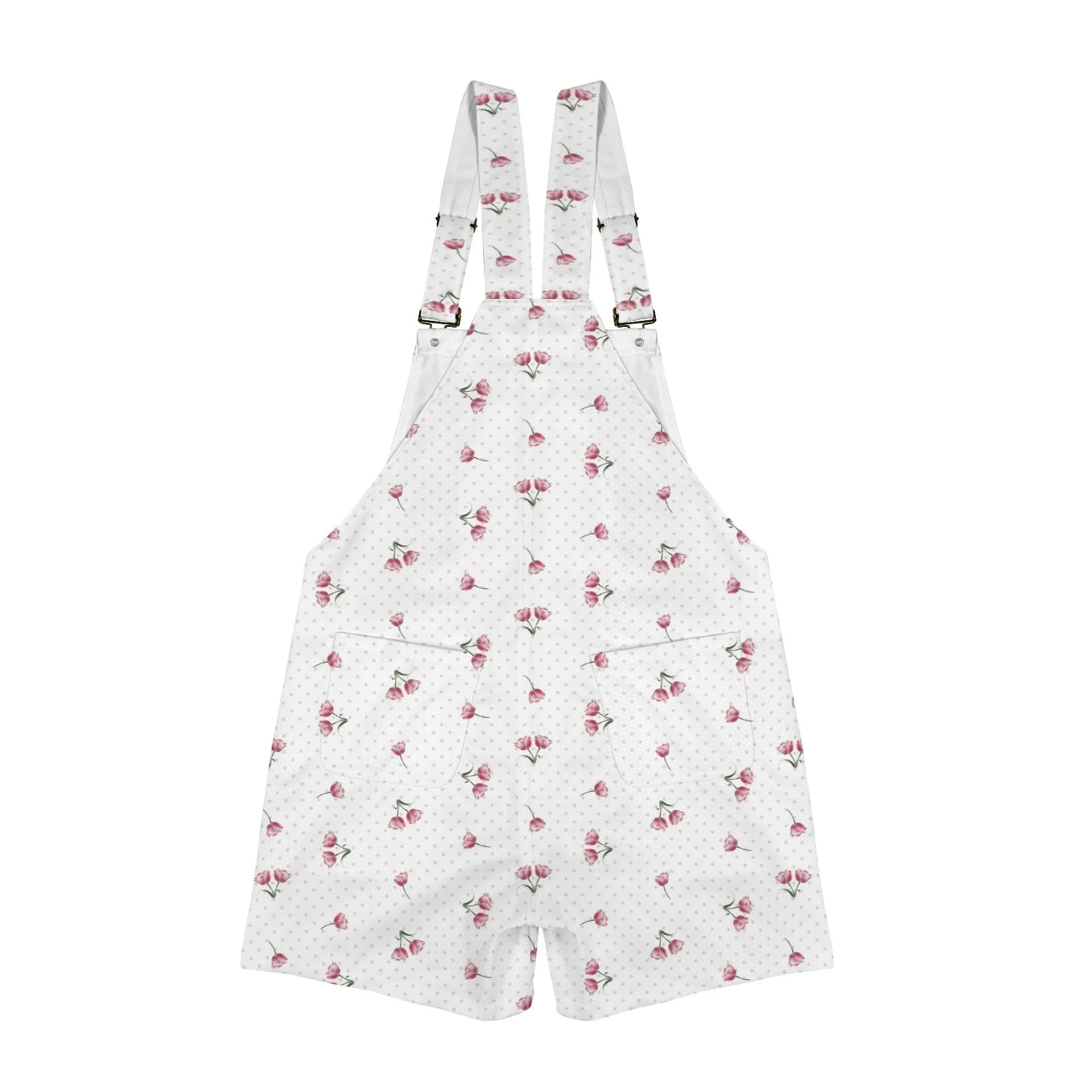 tulips print 5A Unisex Shorts Suspender Jumpsuit (Model L78)