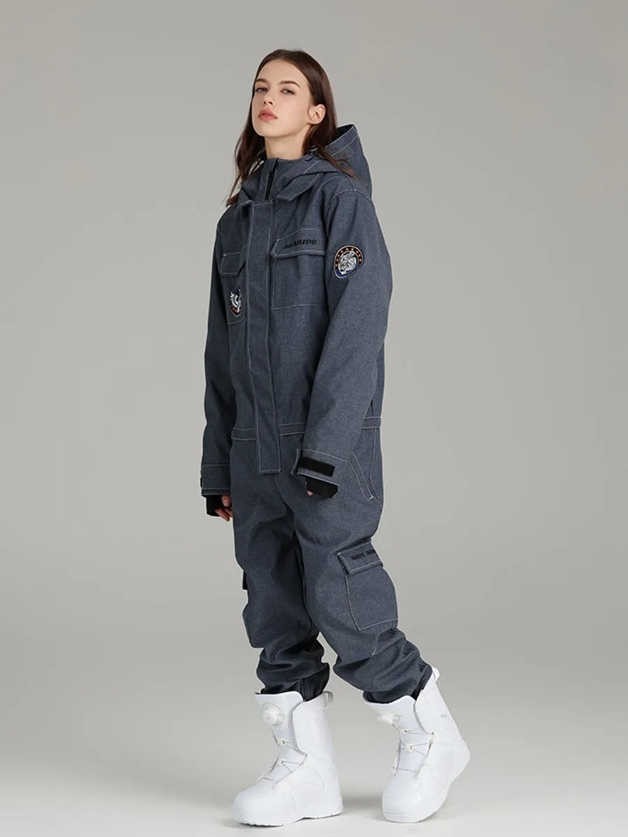 Unisex Denim Outdoor Cargo Snowboard Jumpsuits