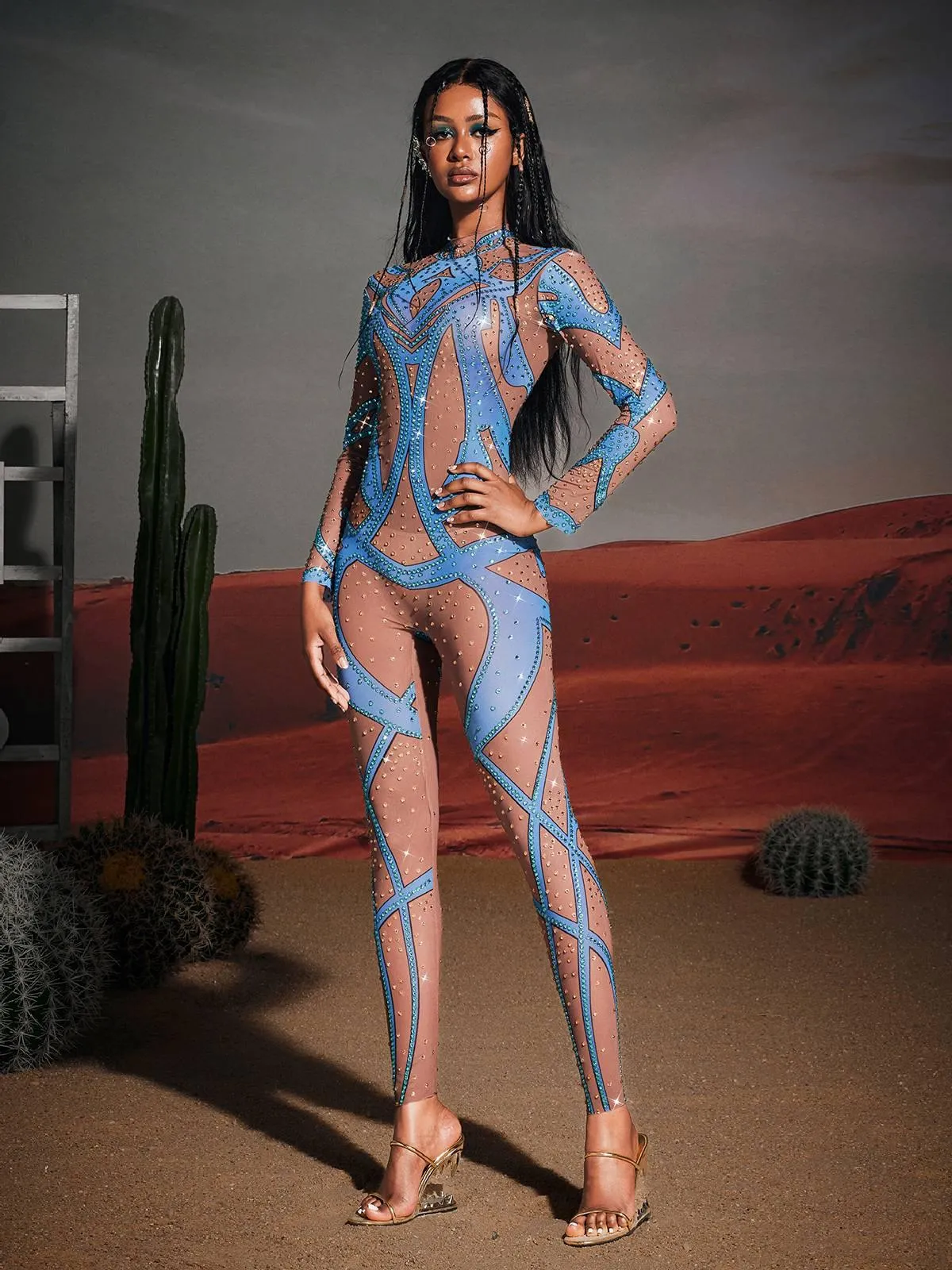 Vasco Printed Rhinestone Jumpsuit