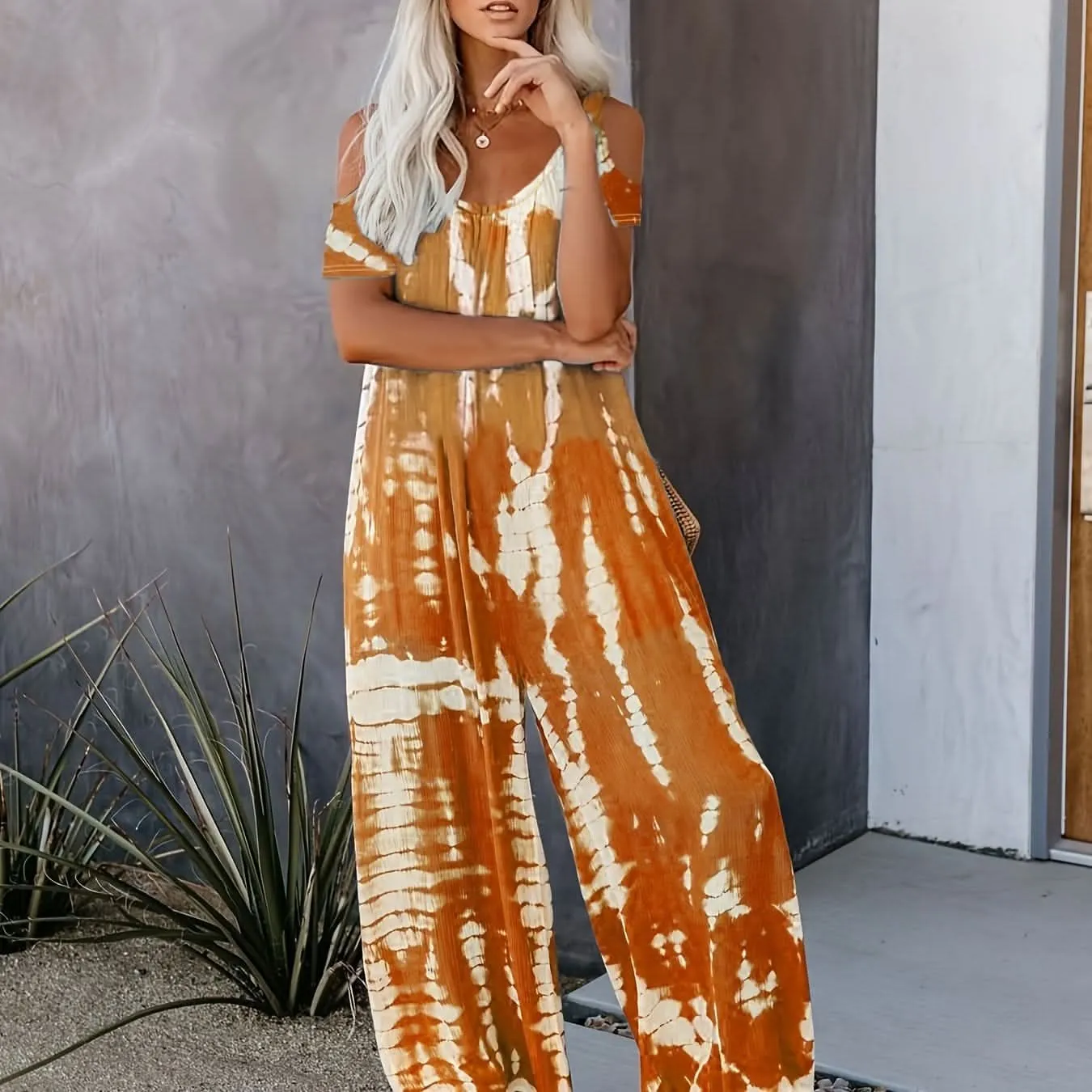 Vibrant Geometric Tie Dye Cut Out Jumpsuit- By Lustmia