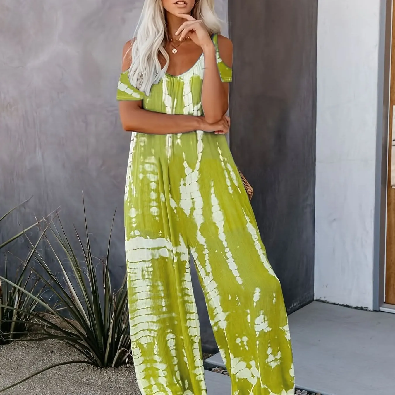 Vibrant Geometric Tie Dye Cut Out Jumpsuit- By Lustmia