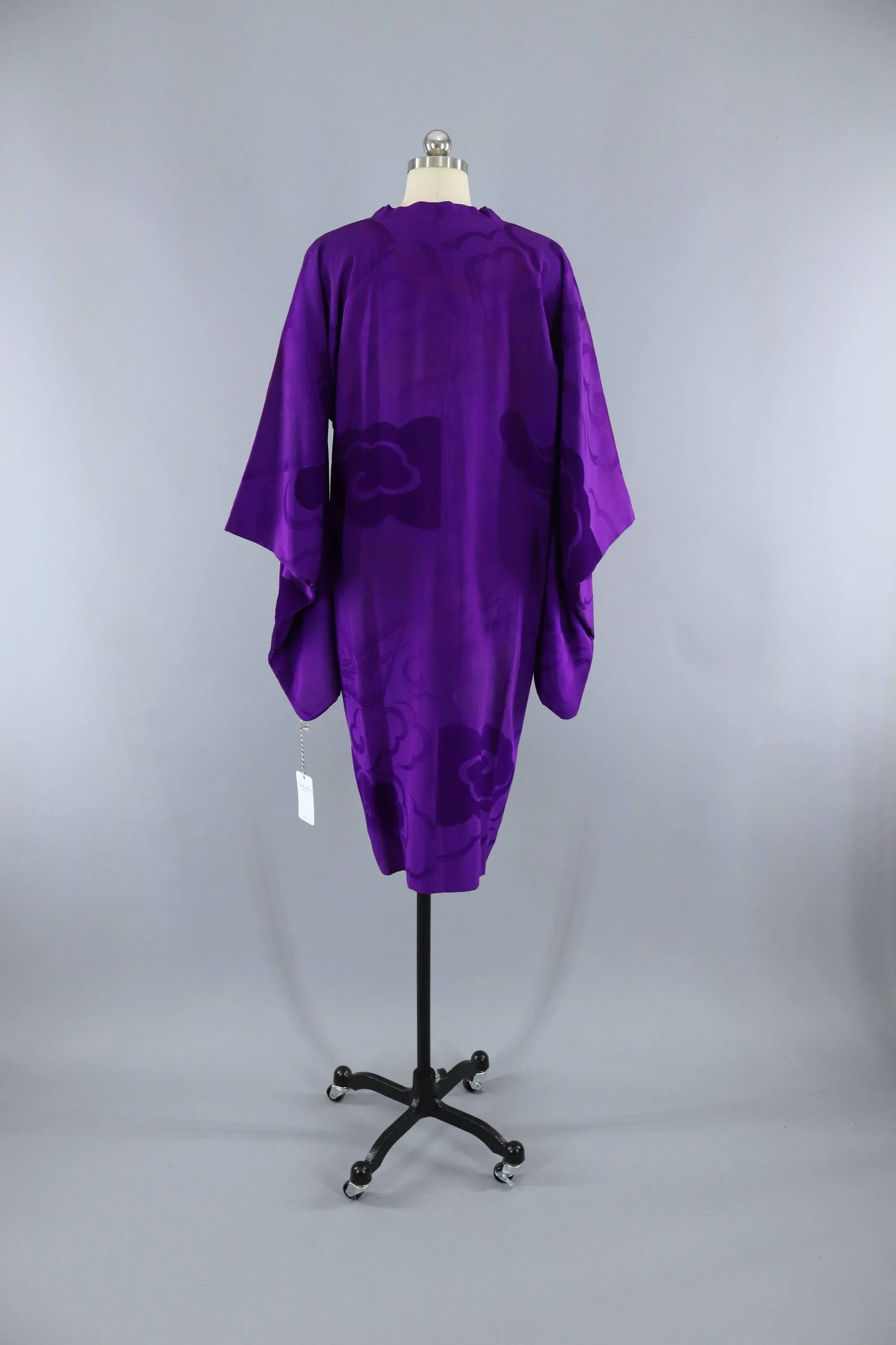 Vintage 1930s Silk Kimono Jacket Cardigan Michiyuki / Royal Purple Flocked Velvet