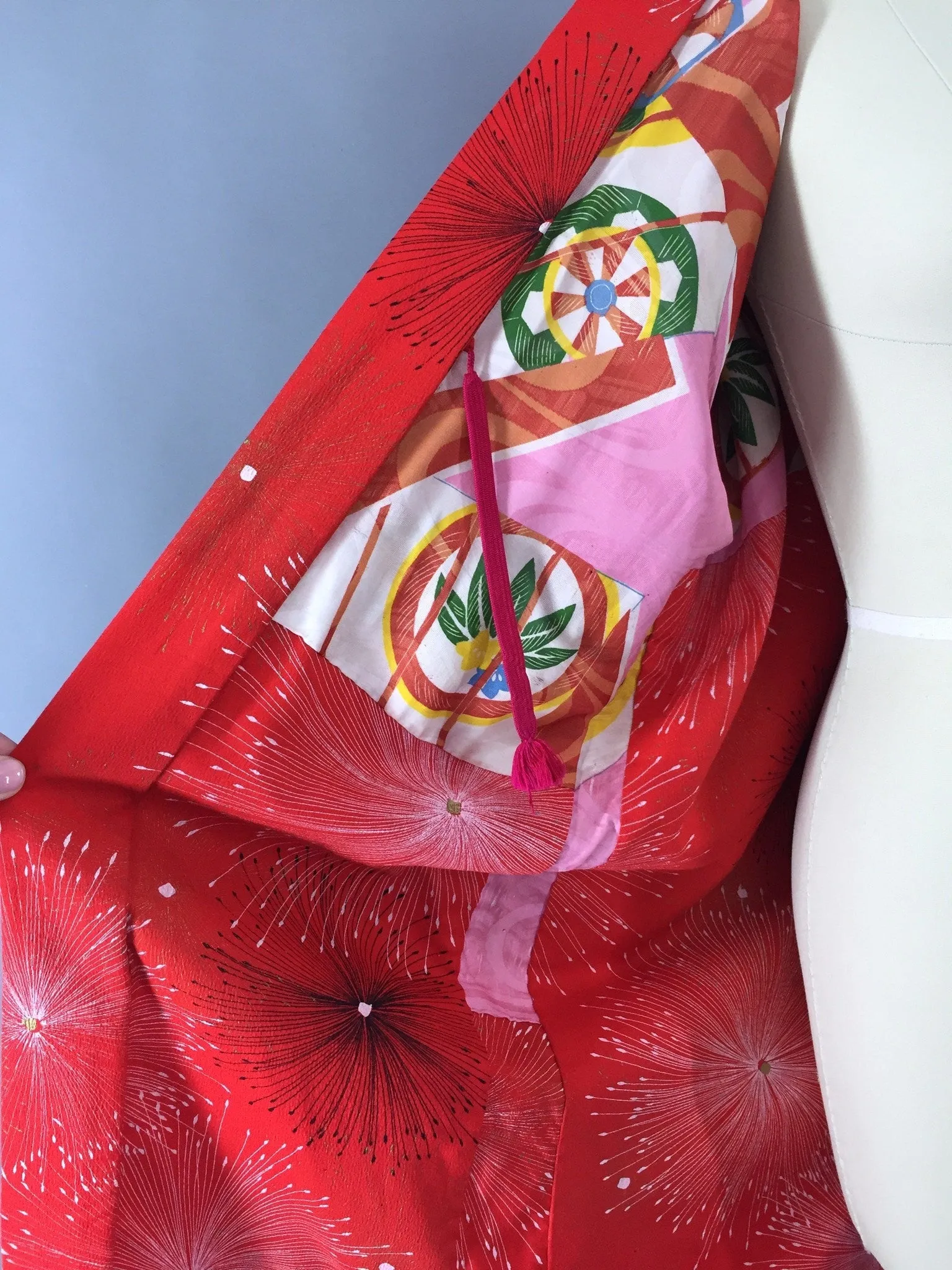 Vintage 1930s Vintage Silk Kimono Jacket / Silk Haori Kimono Cardigan / Bright Red