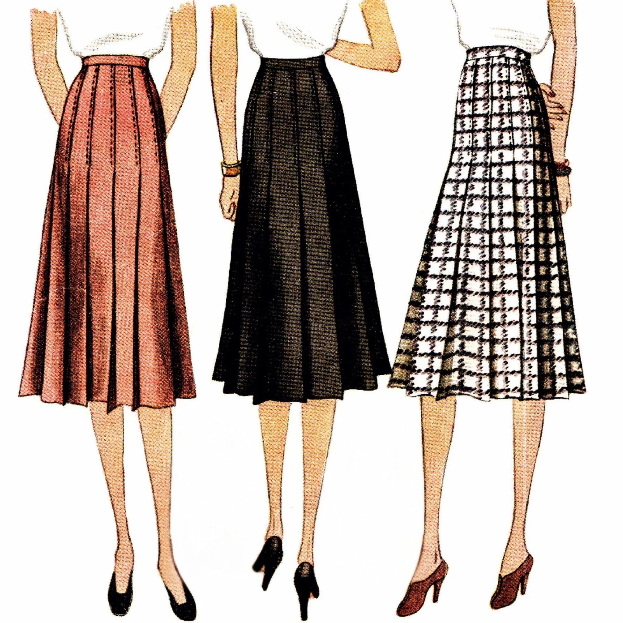 Vintage 1940s Sewing Pattern, Pleated Skirt - Waist: 24” (61cm)