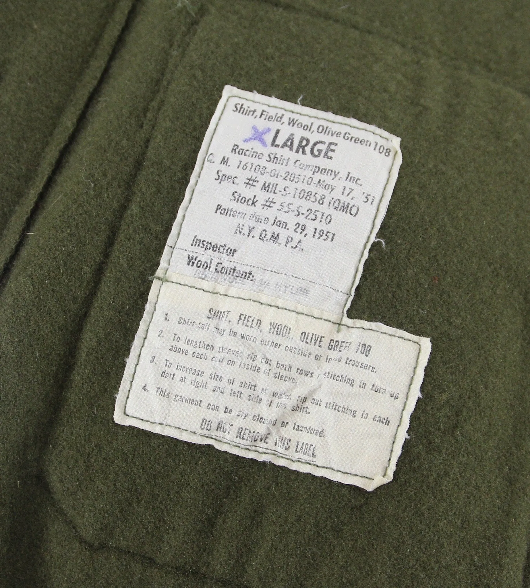 Vintage 1950s US Army Olive Drab Green Field Shirt Jacket