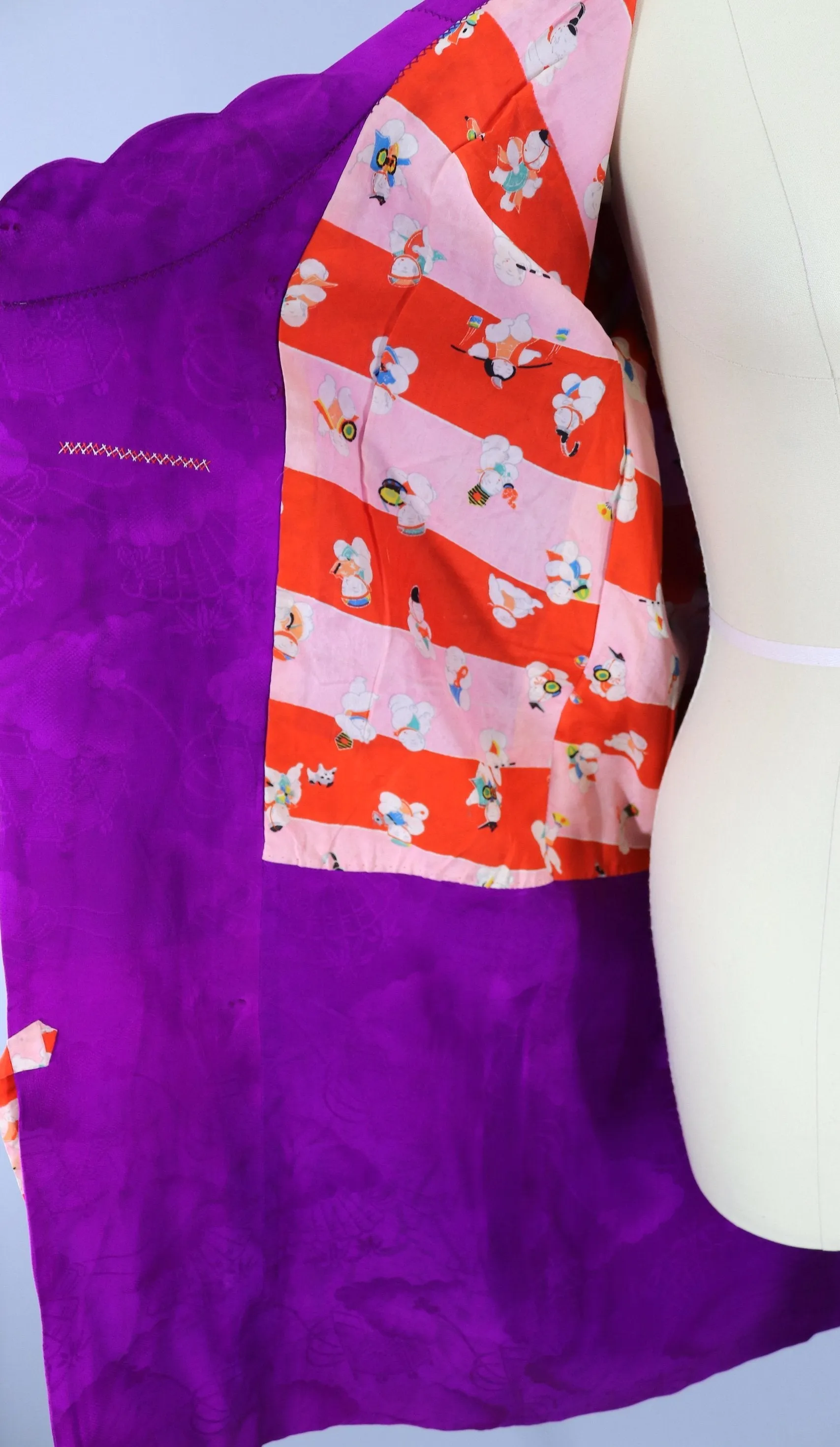 Vintage Magenta Purple Silk Kimono Jacket Michiyuki