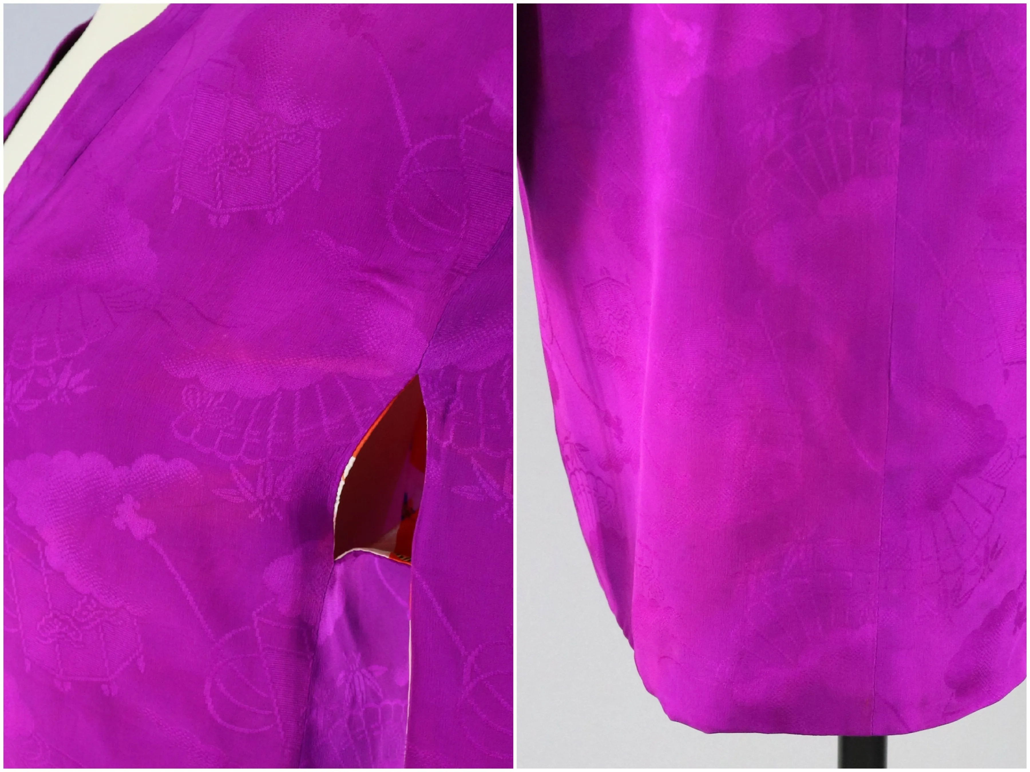 Vintage Magenta Purple Silk Kimono Jacket Michiyuki