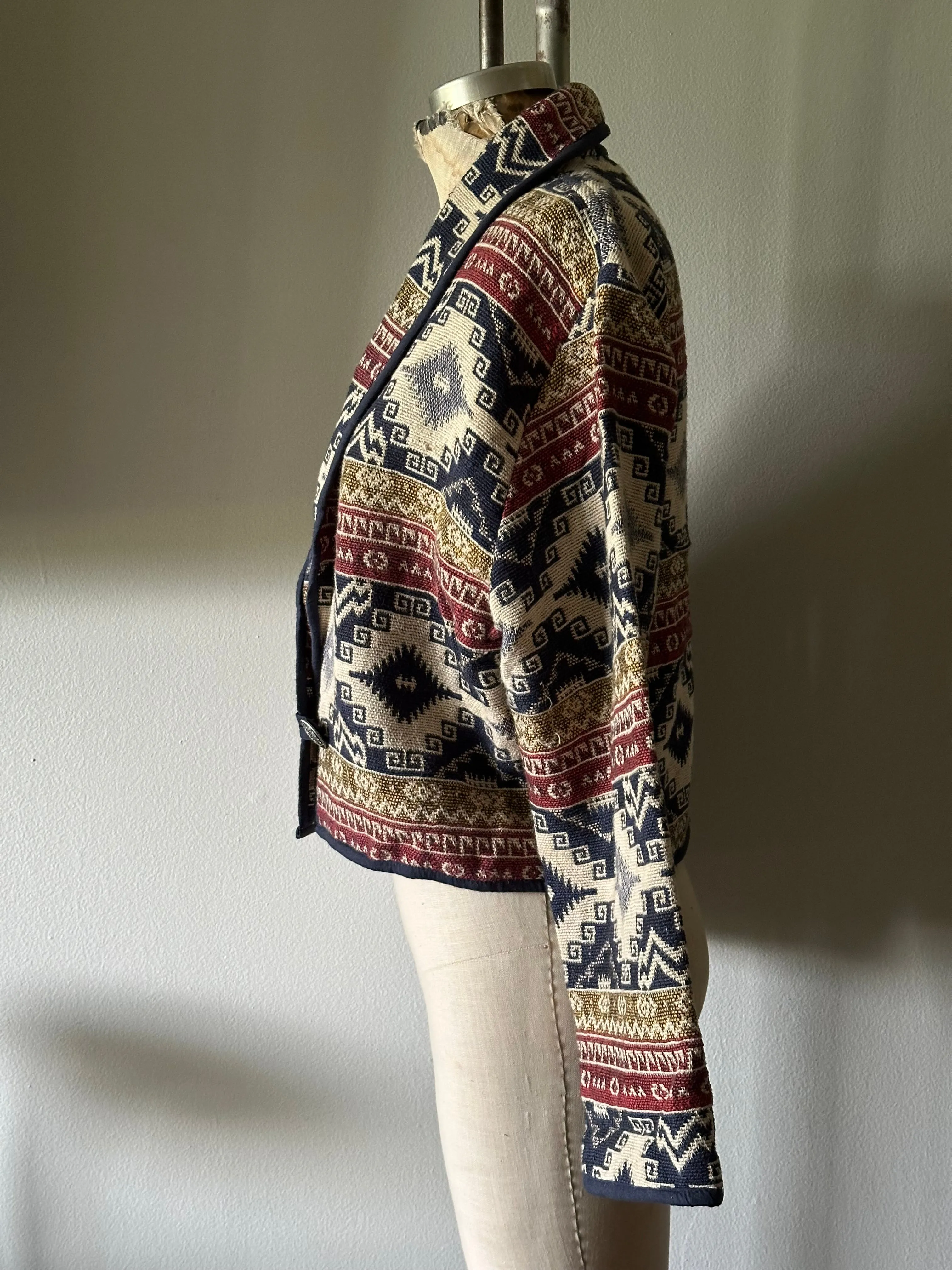 Vintage Southwestern Azteca Tapestry Cropped Jacket Flashback