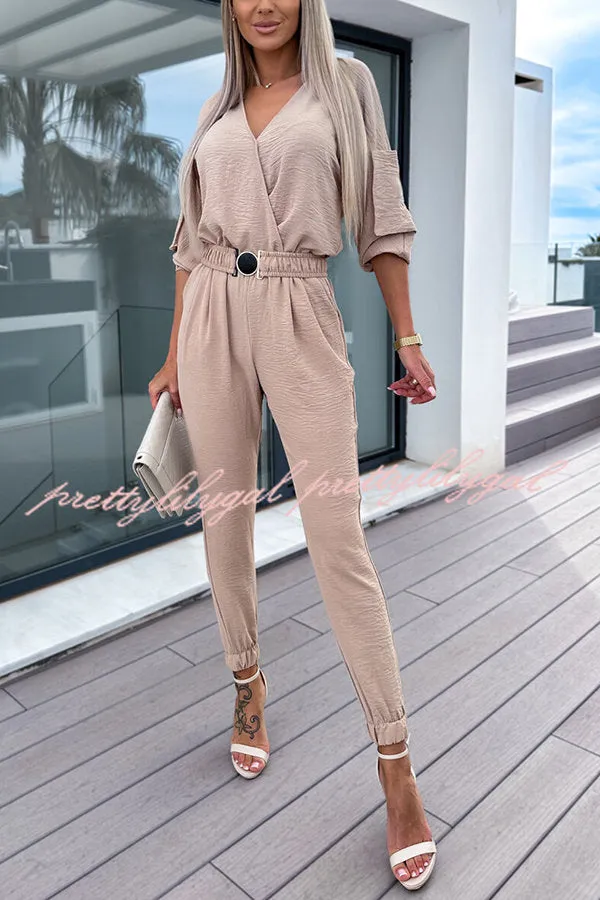 What You Waiting for Elastic Belted Pocketed Jumpsuit