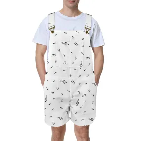 white music print Unisex Shorts Suspender Jumpsuit (Model L78)