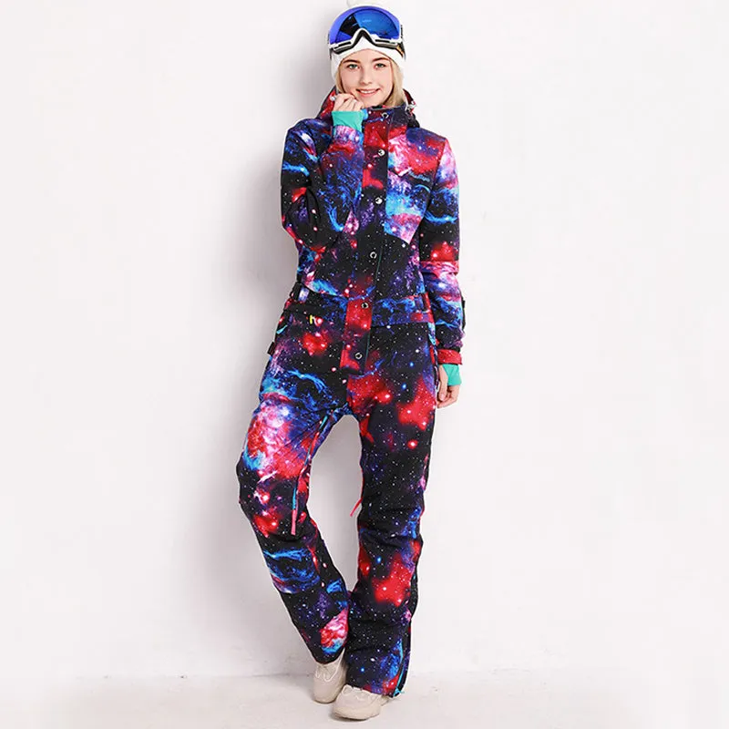 Women's Blue Magic Winter Colorful All In One Piece Ski Jumpsuit Winter Snowsuits