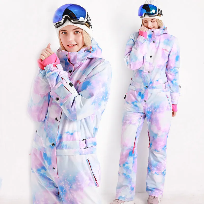 Women's Blue Magic Winter Colorful All In One Piece Ski Jumpsuit Winter Snowsuits