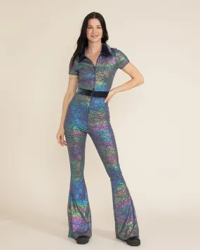 Women's Flare Jumpsuit | Iridescent Snakeskin