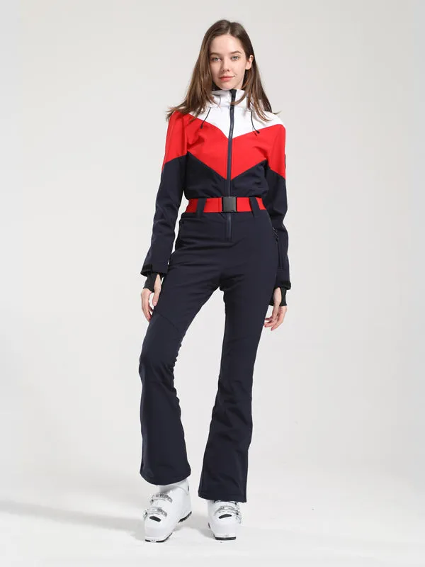 Women's Gsou Snow Retro Color-Blocked Flare Ski Suit