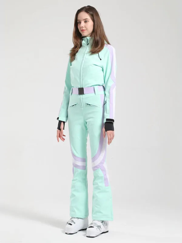 Women's Gsou Snow Retro Stripe Flare Ski Suit