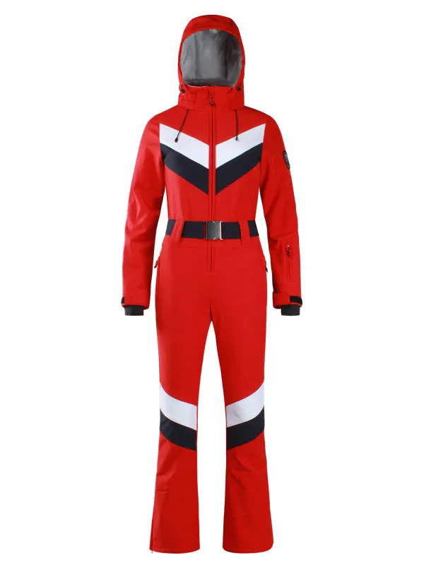 Women's Gsou Snow Retro V Striped Flare Ski Suit