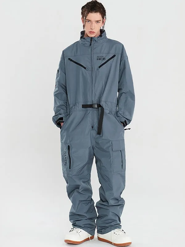 Women's Nandn Mountain Cargo Baggy Snowsuit One Piece Snow Jumpsuit