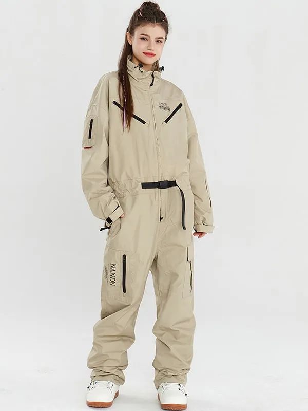 Women's Nandn Mountain Cargo Baggy Snowsuit One Piece Snow Jumpsuit