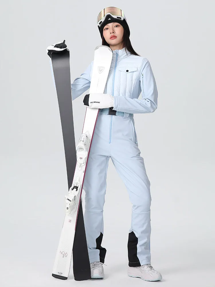 Women's One-piece Slim Ski Suits High elasticity Snow Jumpsuit