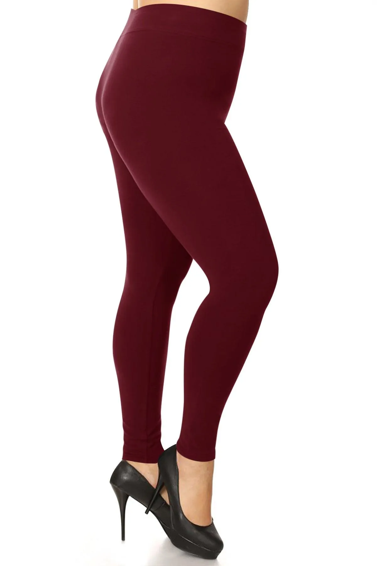 Women's Plus Size Workout Active Yoga Slim Elastic Band Solid Cotton Leggings