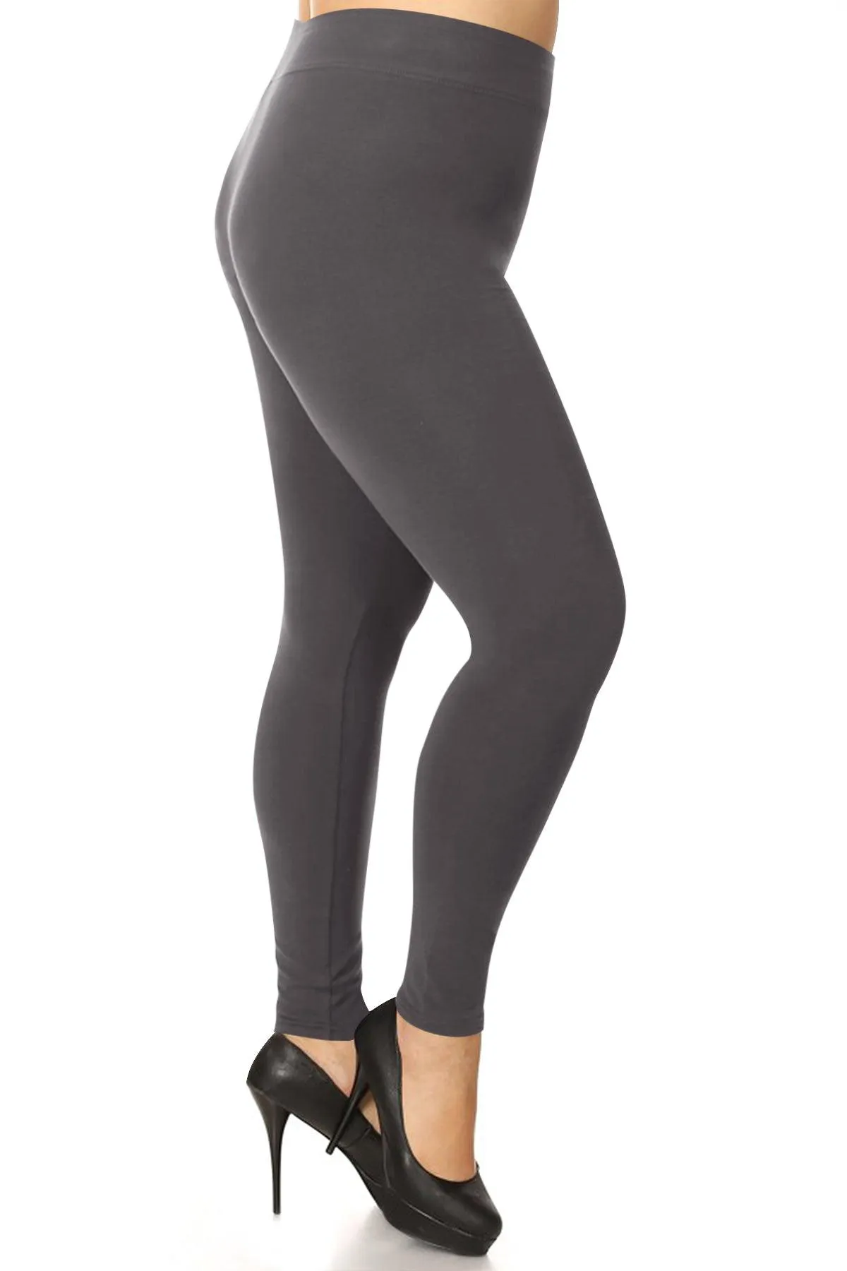 Women's Plus Size Workout Active Yoga Slim Elastic Band Solid Cotton Leggings