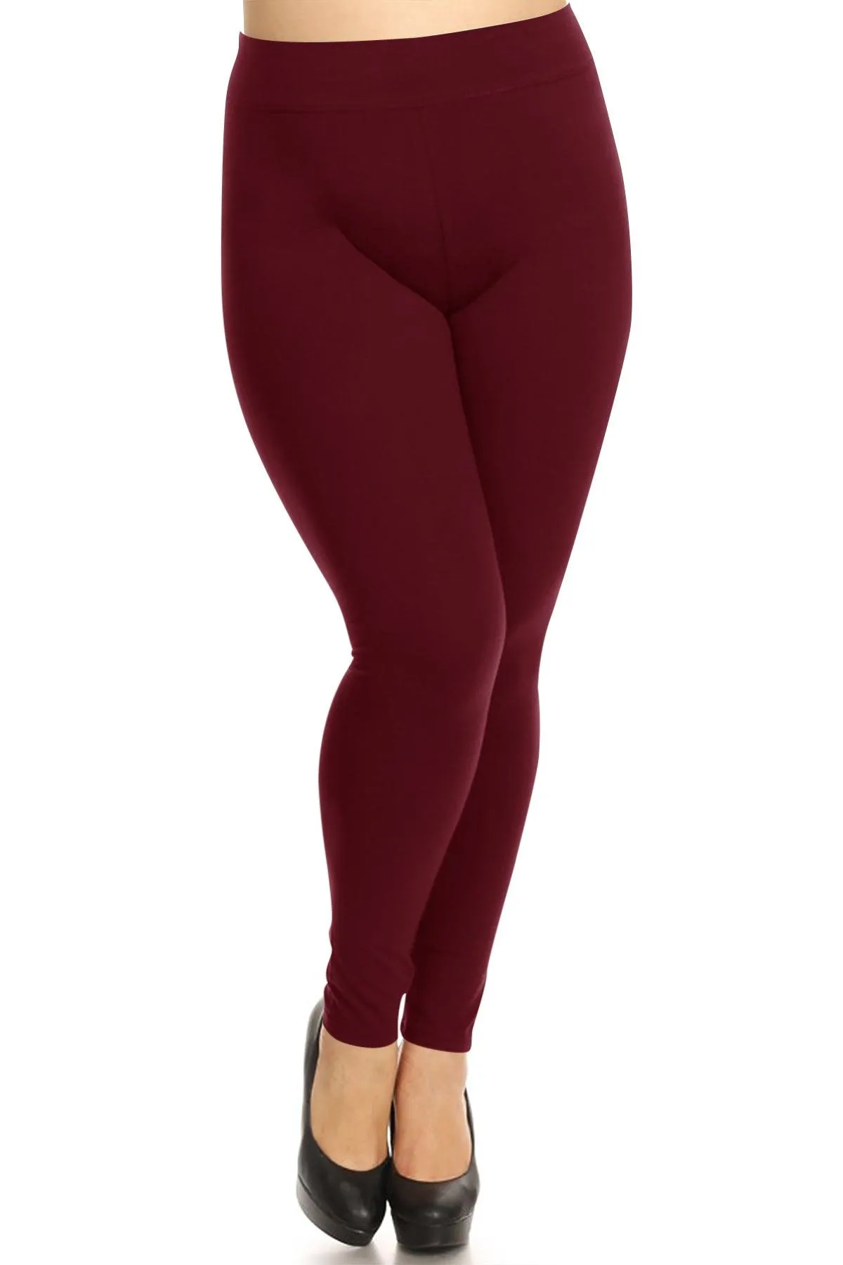 Women's Plus Size Workout Active Yoga Slim Elastic Band Solid Cotton Leggings