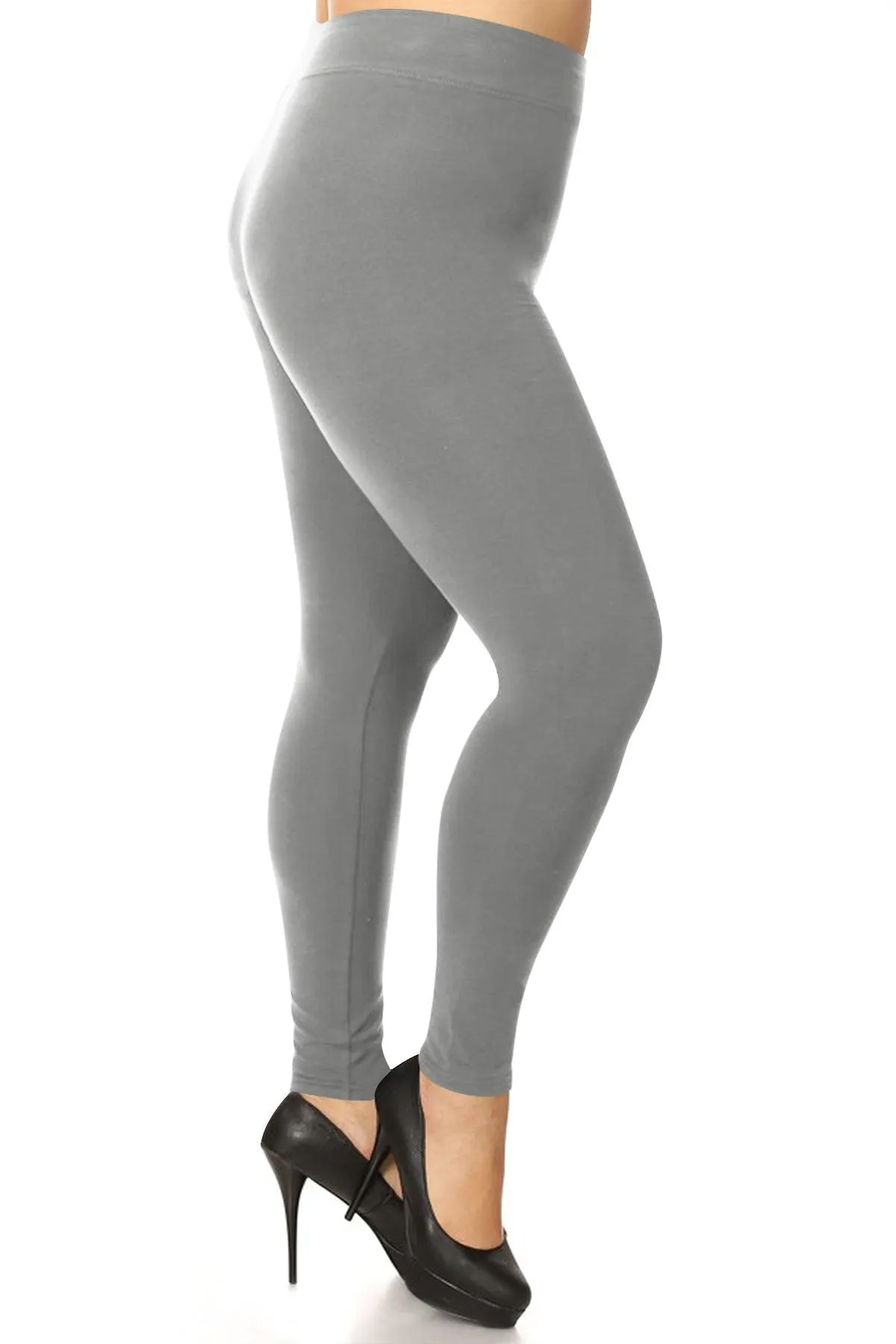 Women's Plus Size Workout Active Yoga Slim Elastic Band Solid Cotton Leggings