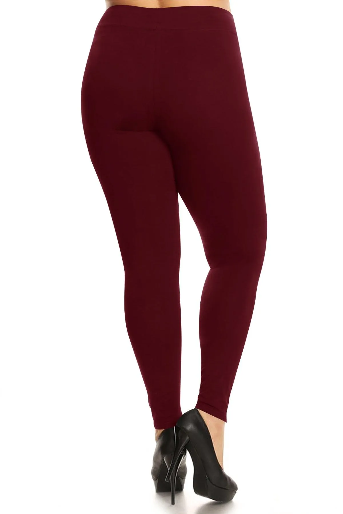 Women's Plus Size Workout Active Yoga Slim Elastic Band Solid Cotton Leggings