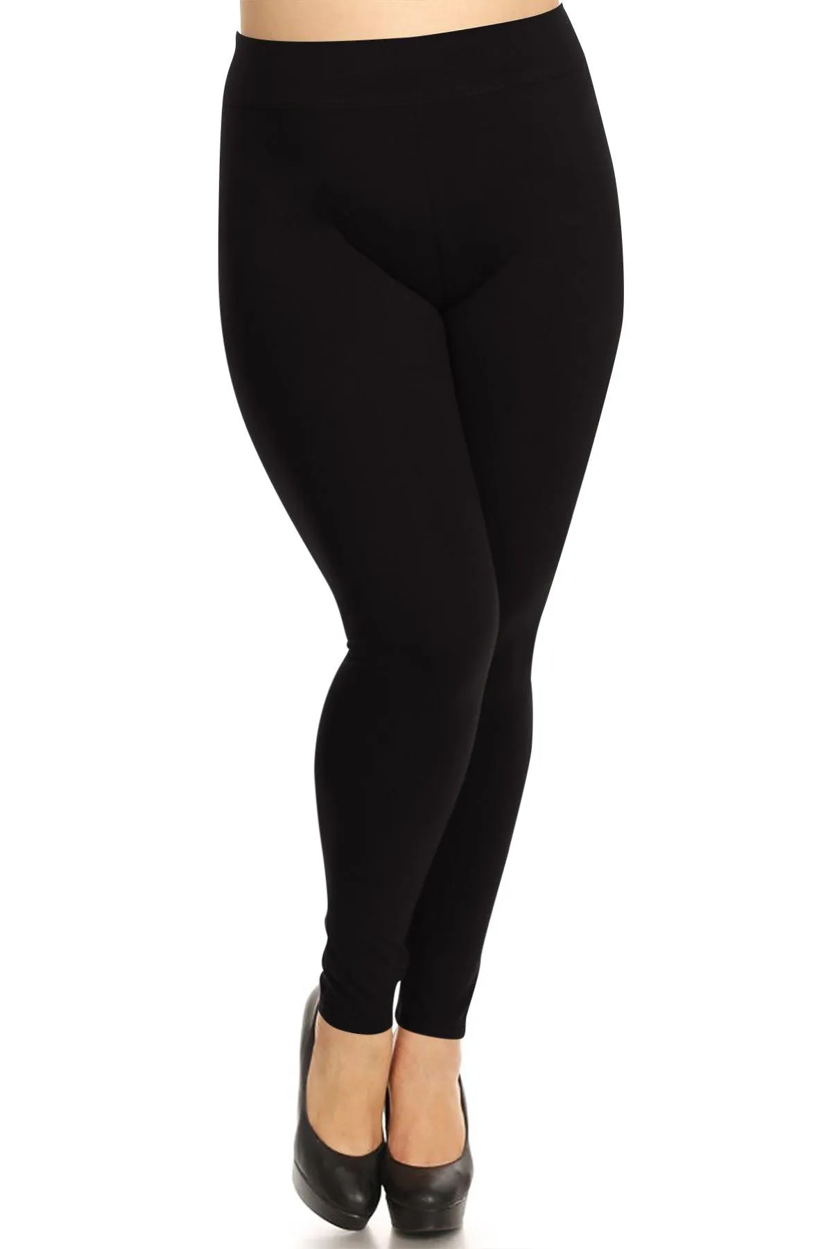 Women's Plus Size Workout Active Yoga Slim Elastic Band Solid Cotton Leggings