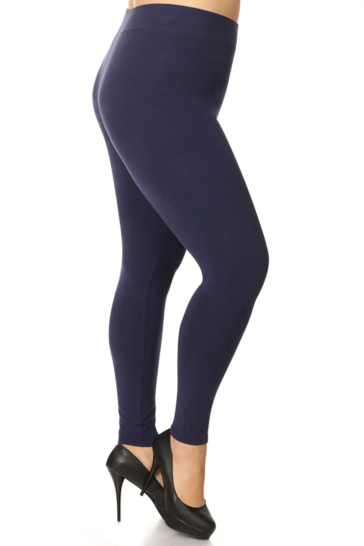 Women's Plus Size Workout Active Yoga Slim Elastic Band Solid Cotton Leggings