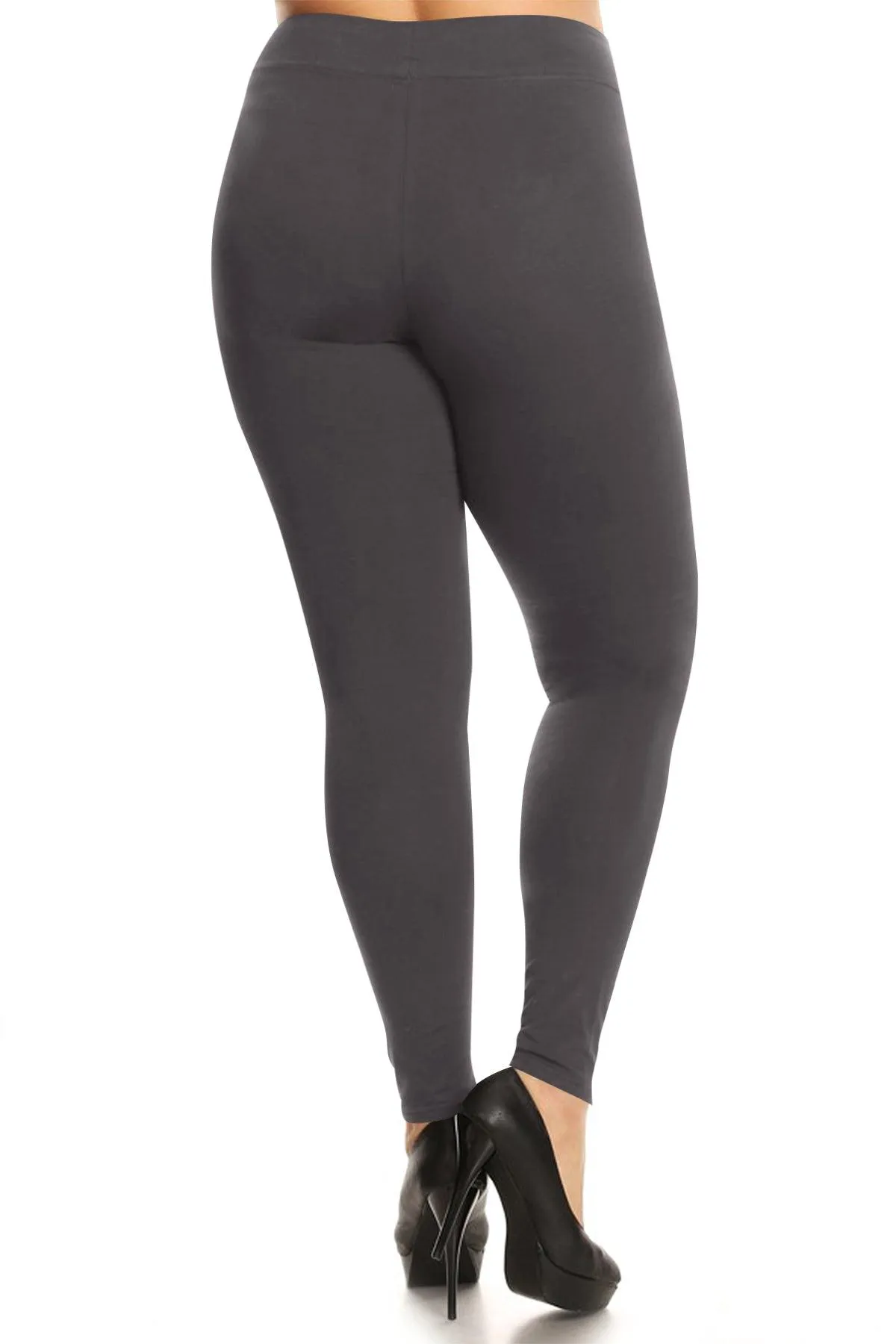 Women's Plus Size Workout Active Yoga Slim Elastic Band Solid Cotton Leggings