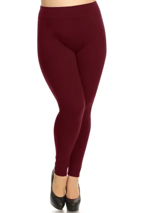 Women's Plus Size Workout Active Yoga Slim Elastic Band Solid Cotton Leggings