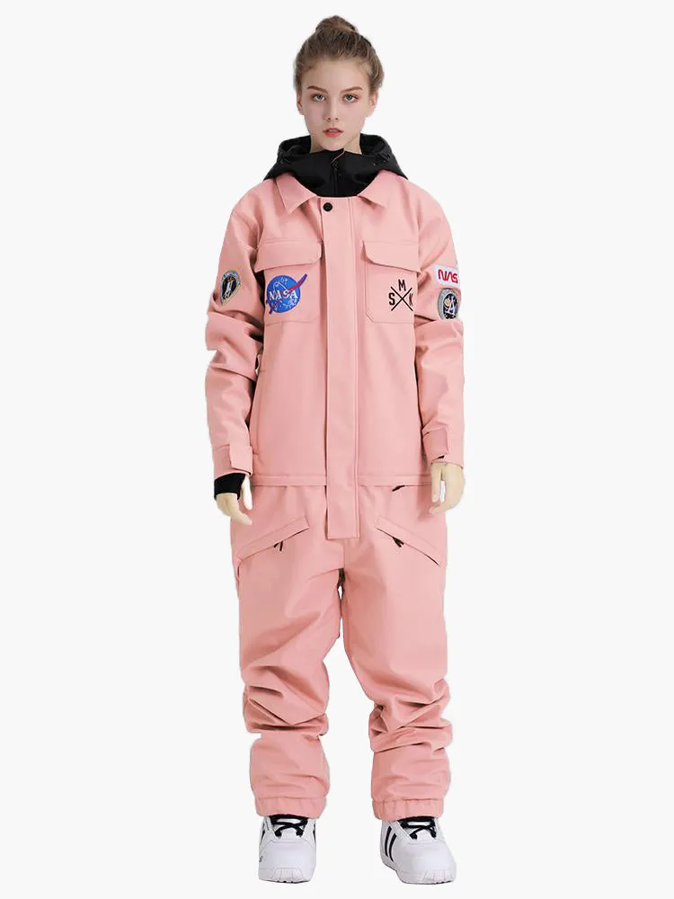 Women's Slope Star Light Pink One Piece Snowboard Suit Jumpsuit