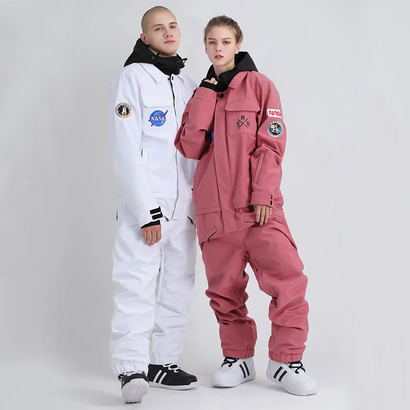 Women's SMN Slope Star Nasa Icon One Piece Ski Suits Snow Jumpsuit