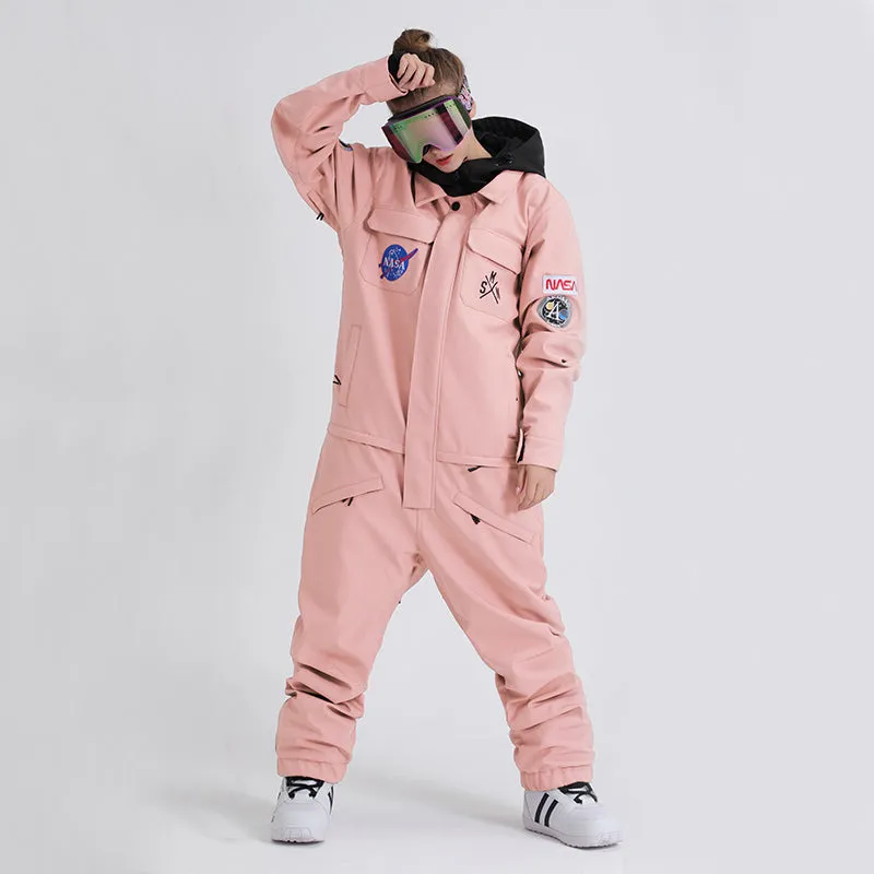 Women's SMN Slope Star Nasa Icon One Piece Ski Suits Snow Jumpsuit