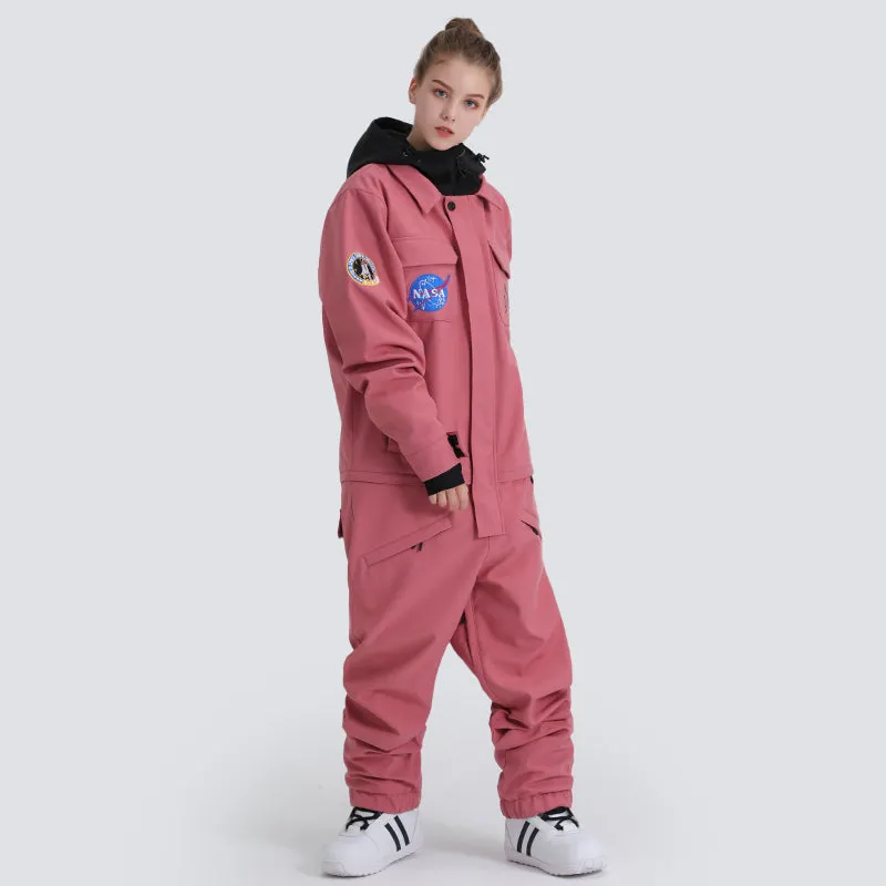 Women's SMN Slope Star Nasa Icon One Piece Ski Suits Snow Jumpsuit