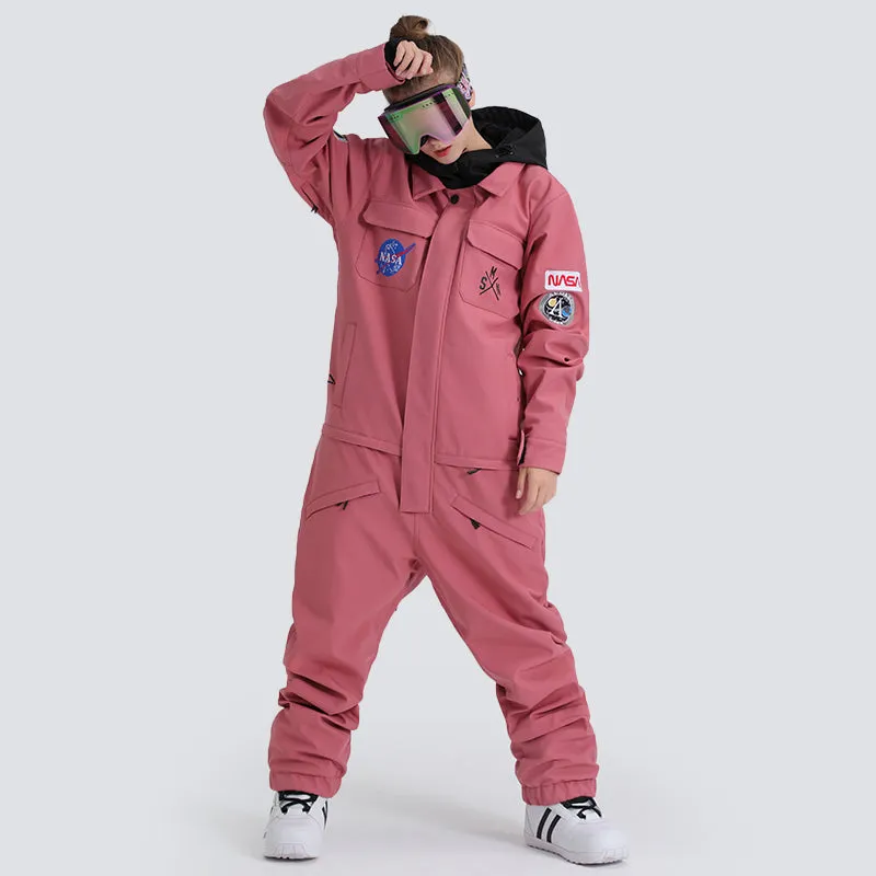 Women's SMN Slope Star Nasa Icon One Piece Ski Suits Winter Jumpsuit