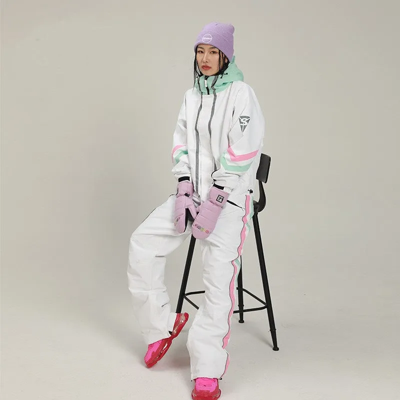 Women's Winter Fashion One Piece Ski Jumpsuit Overall Snowsuit