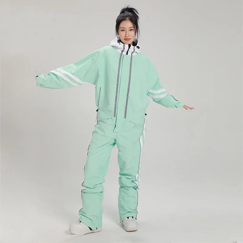 Women's Winter Fashion One Piece Ski Jumpsuit Overall Snowsuit