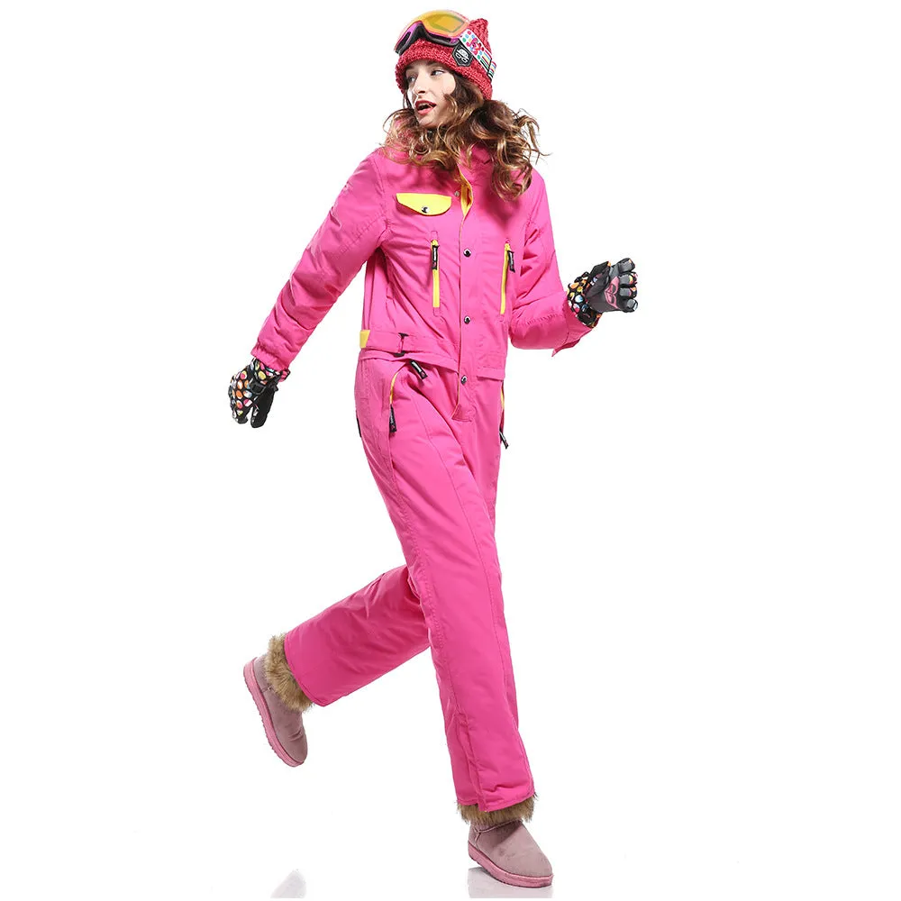 Women's Winter Fashion One Piece Ski Jumpsuit Winter Snowsuits