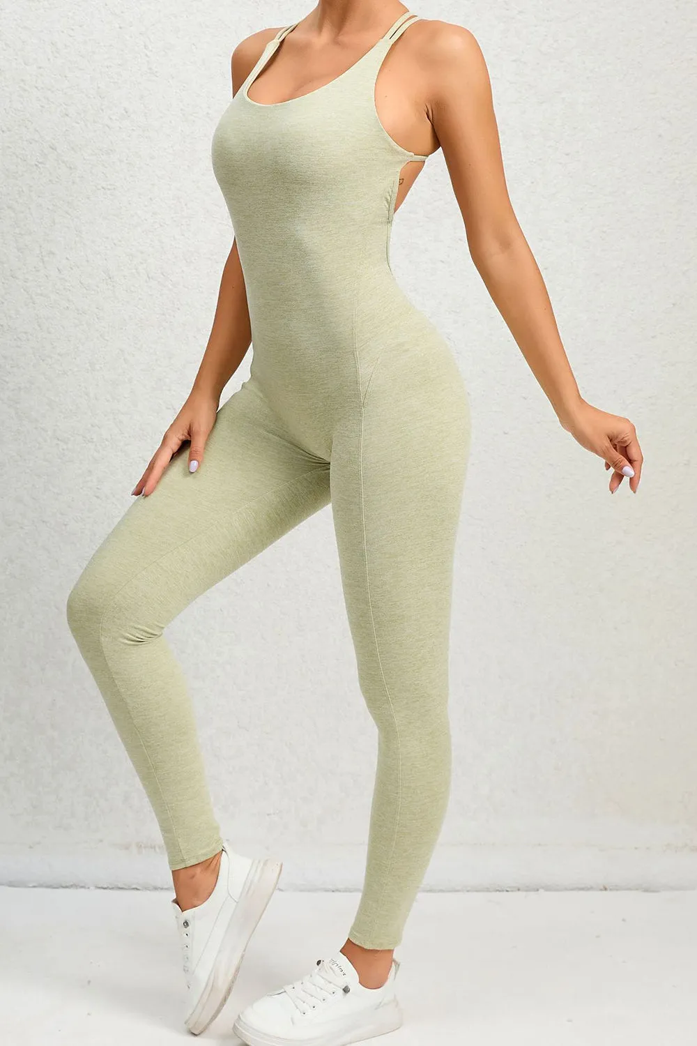 Yes You Can Crisscross Scoop Neck Sleeveless Active Jumpsuit