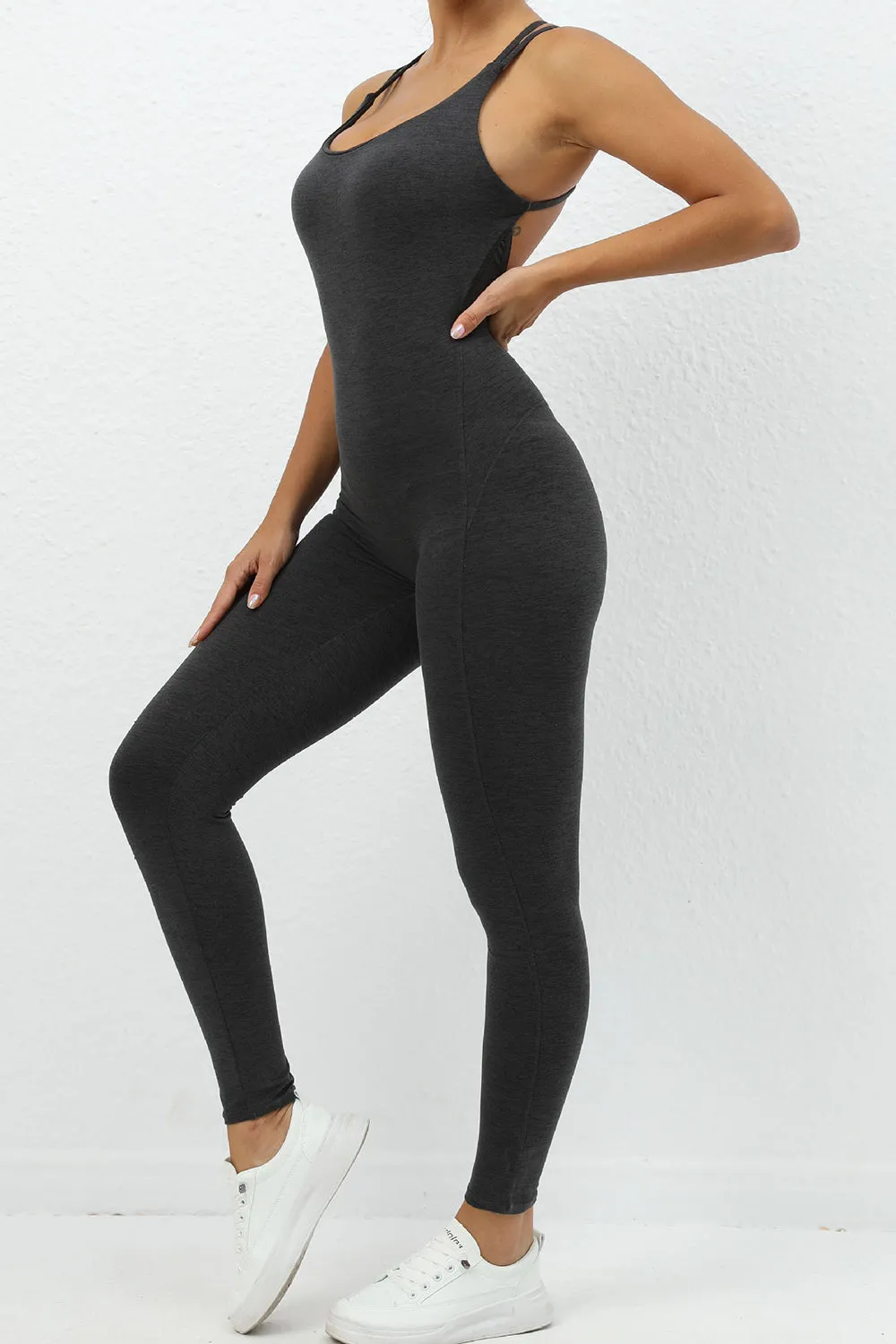 Yes You Can Crisscross Scoop Neck Sleeveless Active Jumpsuit